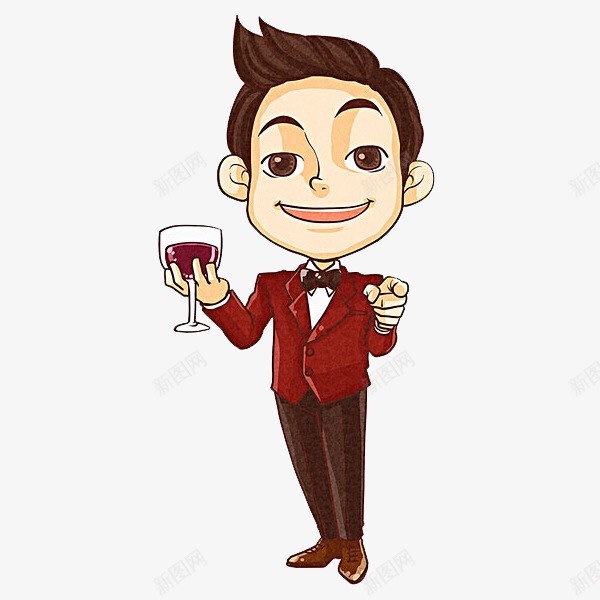 拿着酒杯的男人png免抠素材_88icon https://88icon.com 卡通 帅气的 手绘 时尚的 简笔 红色的 绅士的