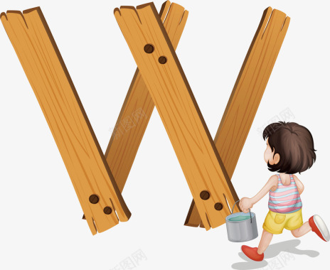 木元素工人字母W形图标图标