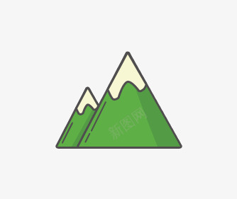 远足踏青绿色的山图标图标
