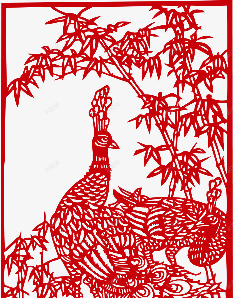 新年红色窗花剪纸png免抠素材_88icon https://88icon.com 新年剪纸 新春剪纸 春节剪纸 窗花剪纸 红色孔雀 红色窗花