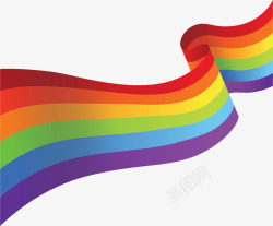 七色彩虹漂浮丝带矢量图素材
