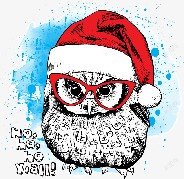 戴圣诞帽的猫头鹰png免抠素材_88icon https://88icon.com 卡通 圣诞节 猫头鹰
