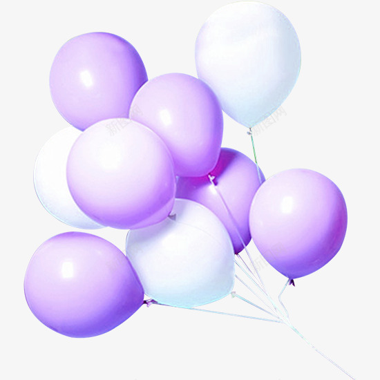 紫白色漂浮气球png免抠素材_88icon https://88icon.com 气球 白色 紫色