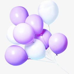 紫白色漂浮气球素材