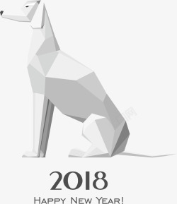 2018贺卡卡通手绘立体多边形狗高清图片