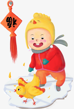 春节鸡卡通新年抓小鸡人物高清图片
