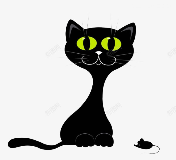 黑色小猫和小老鼠png免抠素材_88icon https://88icon.com 免抠 卡通 小老鼠 黑色小猫