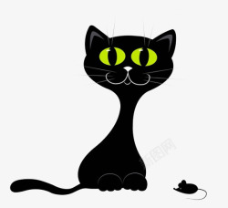 黑色小猫和小老鼠素材