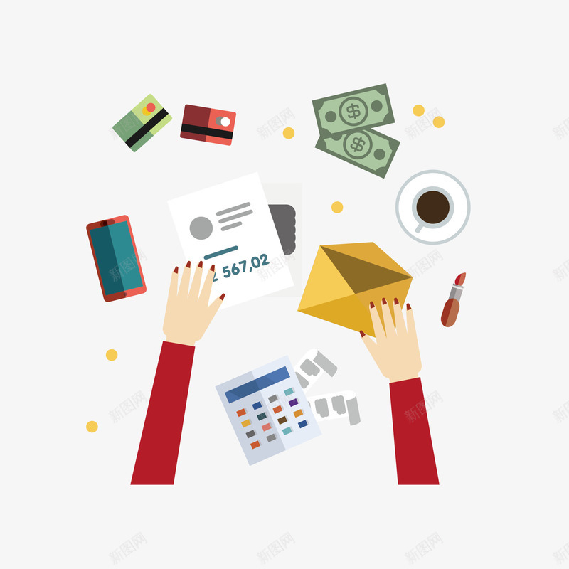 扁平化手和商务元素png免抠素材_88icon https://88icon.com 信封 商务 扁平化 手 手机