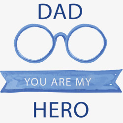 父亲节标签水彩蓝色眼镜父亲节矢量图高清图片