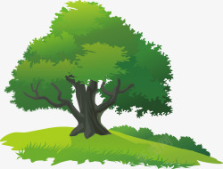 卡通绿色的树和草原矢量图素材