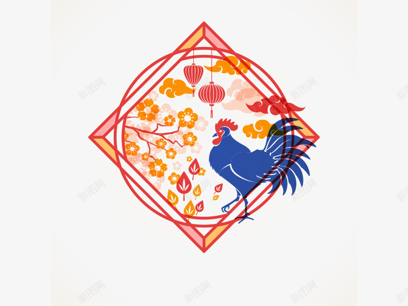 2017鸡年有福png免抠素材_88icon https://88icon.com 新年 装饰 除夕 鸡年有福