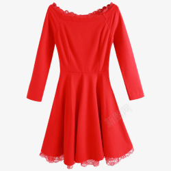 冬季加绒加厚红裙子素材