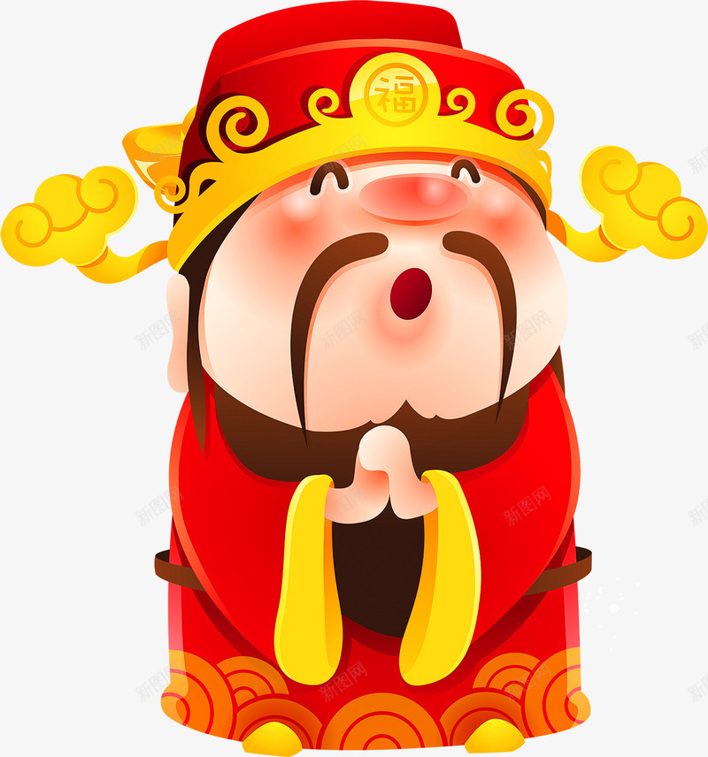 红色卡通中国风财神png免抠素材_88icon https://88icon.com 新年 新春 春节 装饰图案 财神 财运 过年 过新年