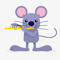 紫色吹乐器的老鼠矢量图素材