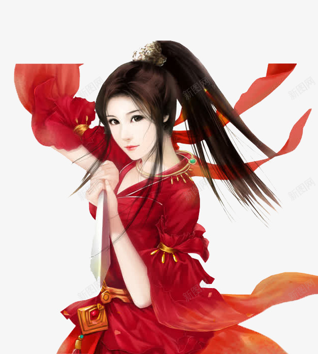 红衣舞女png免抠素材_88icon https://88icon.com 中国风 古代 古装 女 手绘 插画 美女