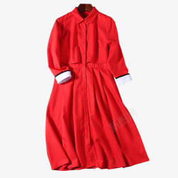 收腰打底针织裙气质名媛红色连衣裙高清图片