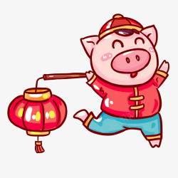 2019猪年彩绘猪提灯笼过新年素材