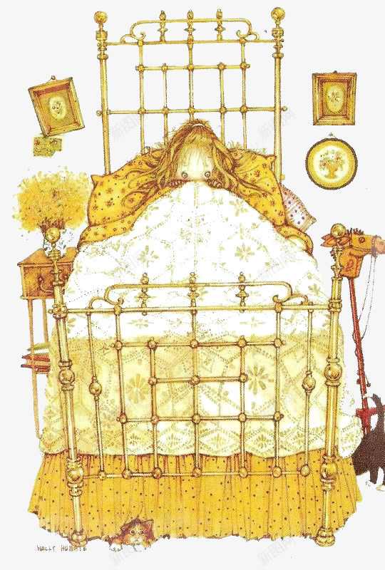 睡觉的女孩png免抠素材_88icon https://88icon.com 中世纪 公主床 卡通 复古 女生 手绘 插画
