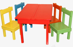 实物彩色木质儿童桌椅素材