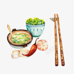 白菜汤蔬菜套餐手绘画片高清图片