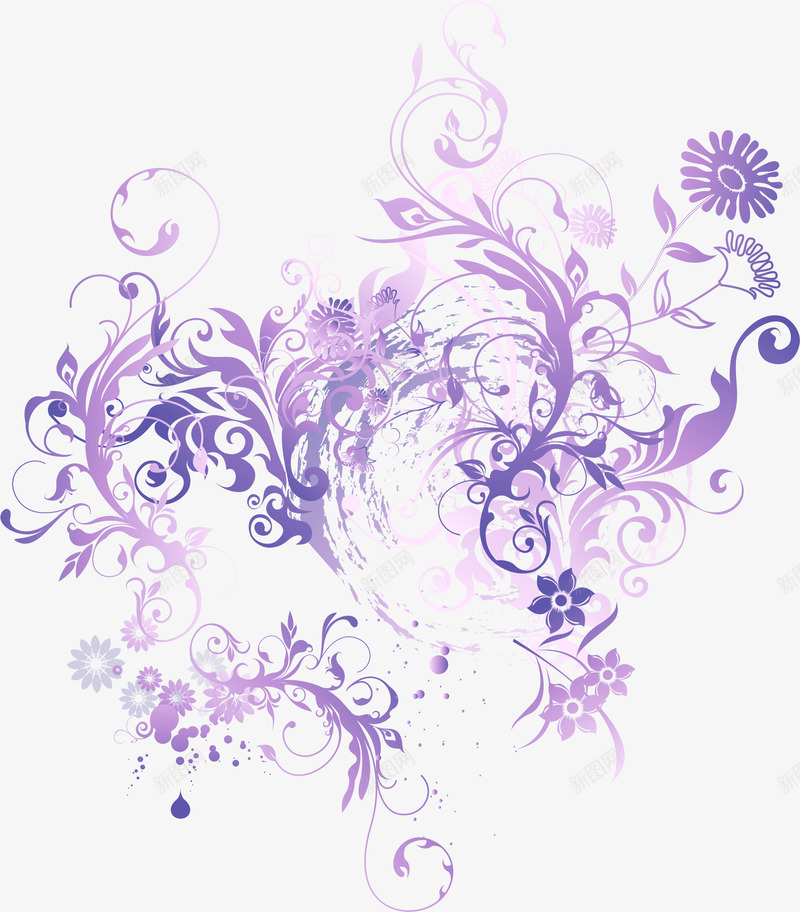 紫色潮流花纹png免抠素材_88icon https://88icon.com AI 卡通 手绘 潮流 紫花 线条 花纹 花边