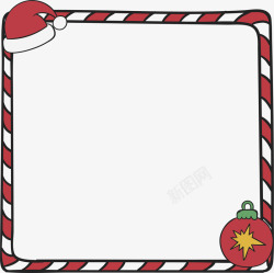 圣诞节卡通红色条纹边框矢量图素材