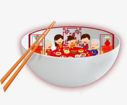 中国风新年创意碗筷素材