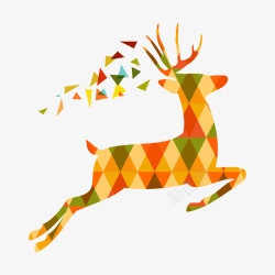 拼接麋鹿创意麋鹿雨伞插画矢量图高清图片
