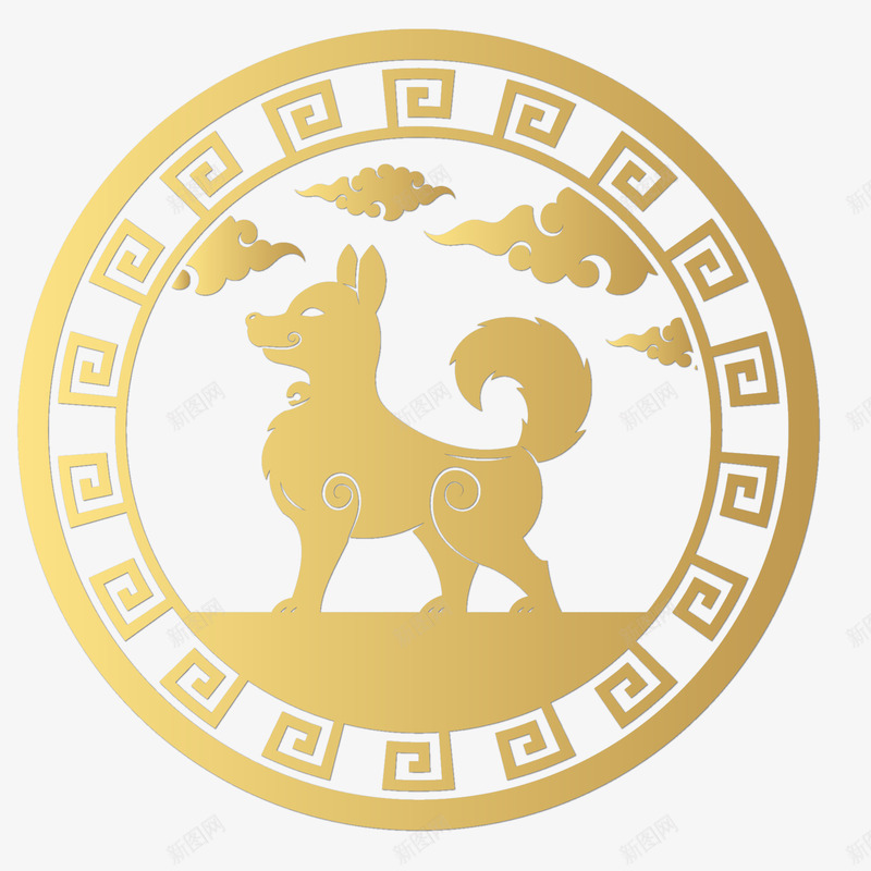 圆形的中国风剪纸矢量图ai免抠素材_88icon https://88icon.com 剪纸设计 圆形 春节 狗年 窗花设计 装饰 金色 矢量图