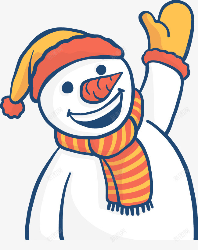 卡通圣诞节雪人打招呼png免抠素材_88icon https://88icon.com 人物 卡通 圣诞节 打招呼 白色 雪人