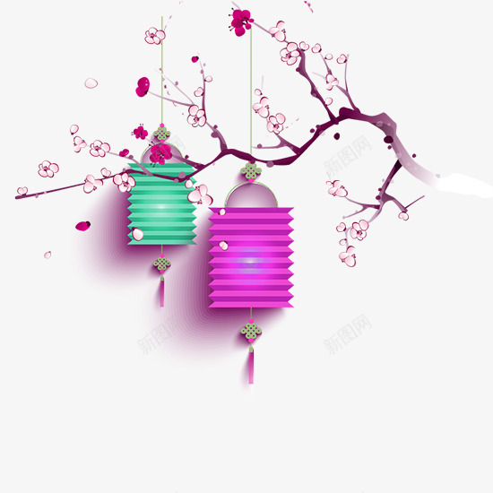 春节梅花灯笼png免抠素材_88icon https://88icon.com png png素材 梅花 灯笼 紫色灯笼