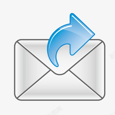 白色道路白色质感矩形邮件信封蓝色箭头矢量图图标图标