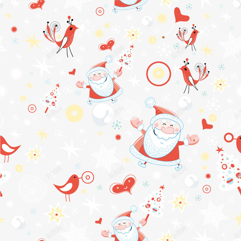 圣诞节插画矢量图ai免抠素材_88icon https://88icon.com 圣诞老人 圣诞节 小鸟 插画 矢量图