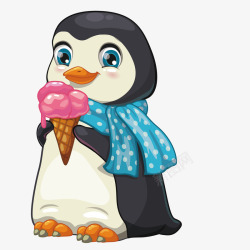 吃冰激淋的企鹅简图素材