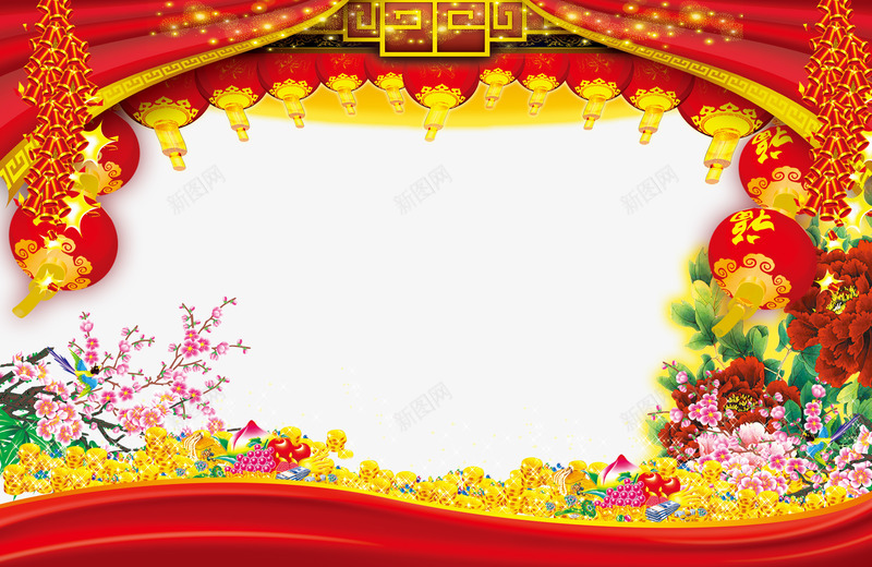 喜庆吉祥背景png免抠素材_88icon https://88icon.com 万事如意 喜庆 喜庆背景 幕布 春节 梅花 灯笼 背景 节日 节日素材