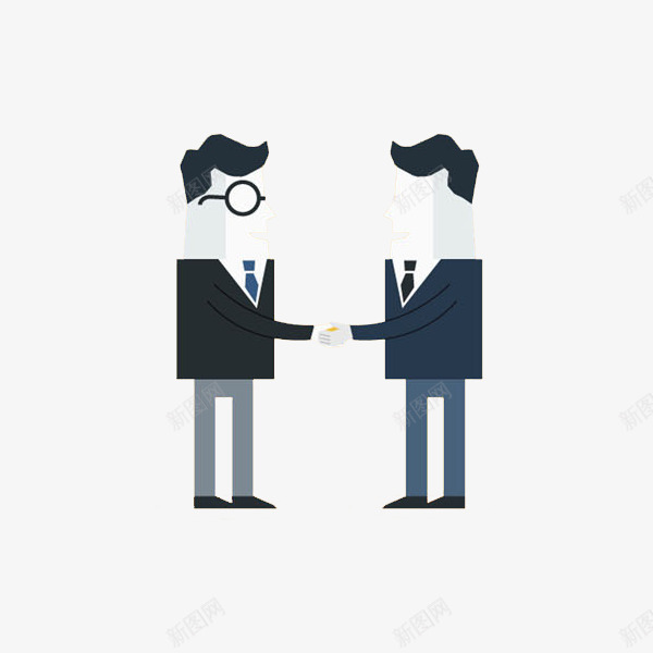 商务合作男人png免抠素材_88icon https://88icon.com 上班族 两个 动漫 卡通 商务合作 握手 水彩 男人