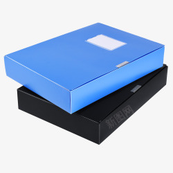 蓝色档案盒资料收纳塑料盒高清图片
