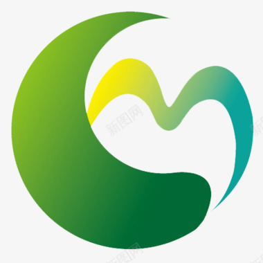 园林小溪M状绿色月亮环保园林logo图标图标