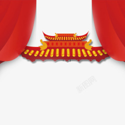 春节海报装饰屋檐素材