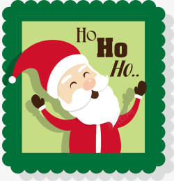 绿色圣诞老人邮票素材