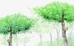 春天绿色大树素材