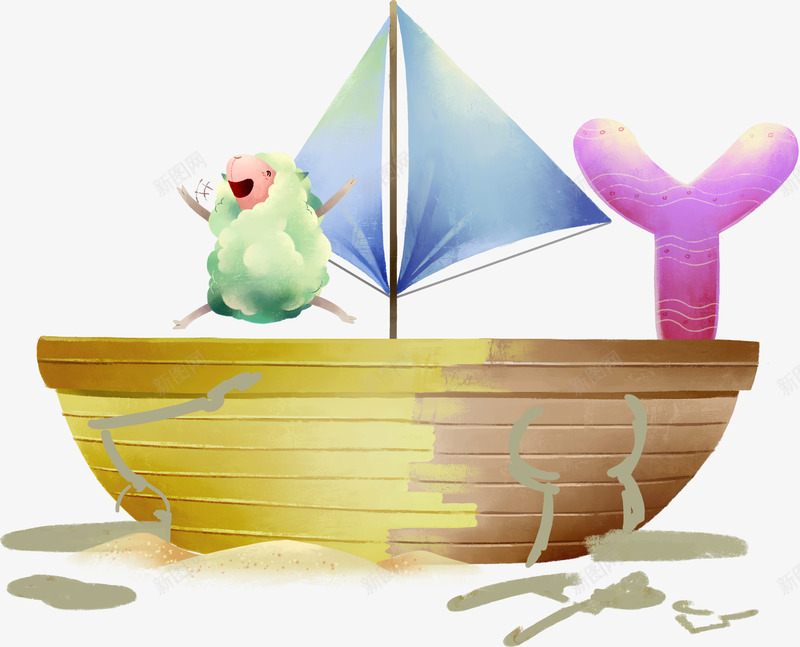 创意卡通动物造型帆船png免抠素材_88icon https://88icon.com 创意 动物 卡通 帆船 造型