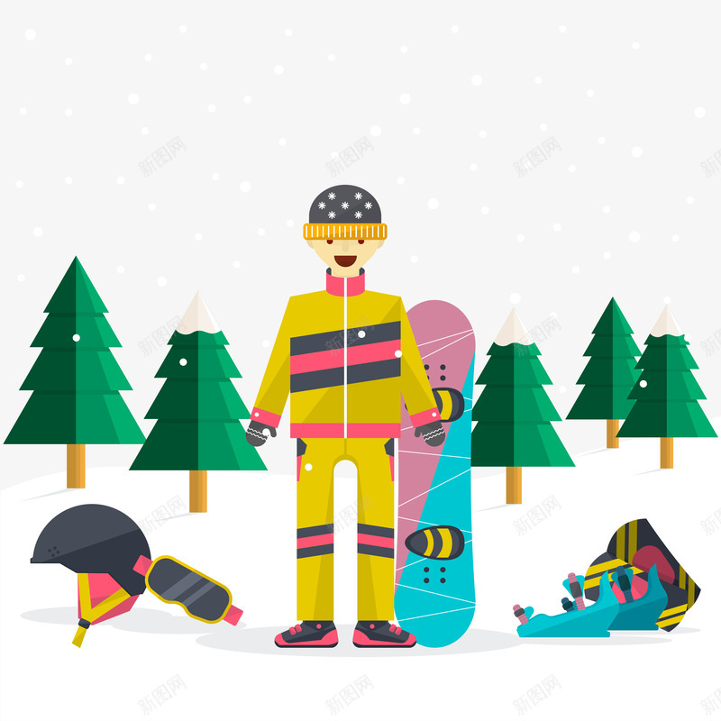 冬季运动矢量图ai免抠素材_88icon https://88icon.com 单板 滑雪 滑雪人 装备 矢量图