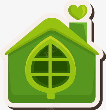 绿色节能环保房子图矢量图图标图标