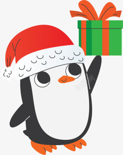 圣诞节送礼物的卡通企鹅素材