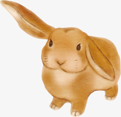水彩手绘黄色兔子矢量图素材
