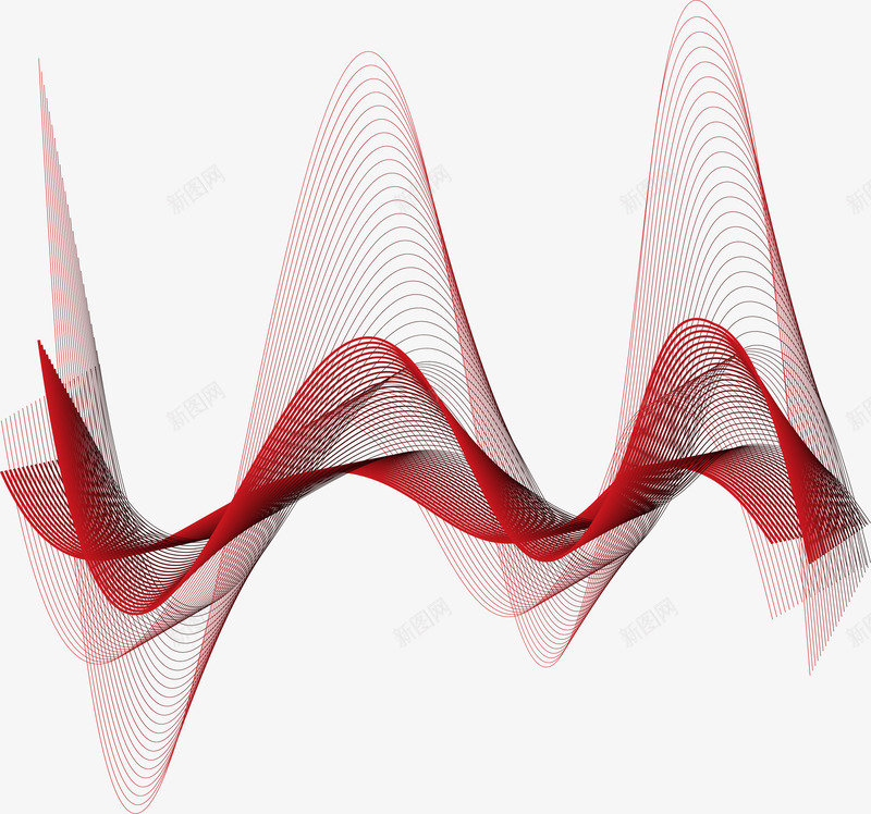深红色科技感条纹png免抠素材_88icon https://88icon.com 声波纹 声音识别 波浪线条 矢量png 科技条纹 红色线条
