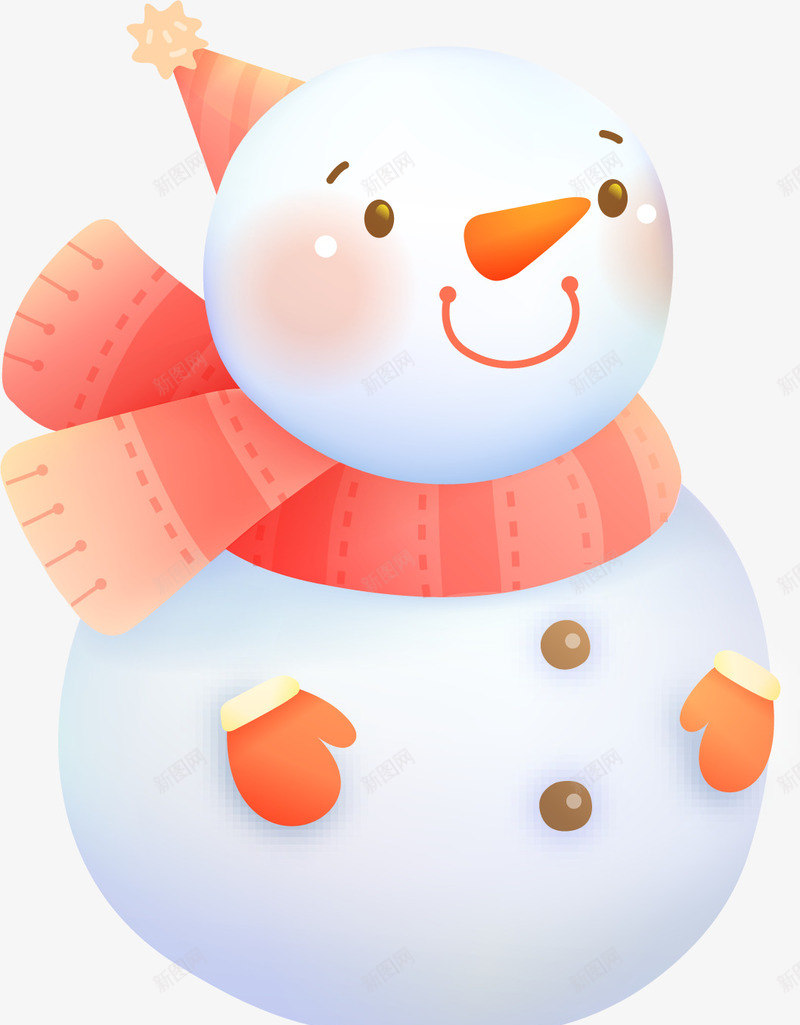 手绘粉色可爱雪人png免抠素材_88icon https://88icon.com 可爱 粉色 雪人