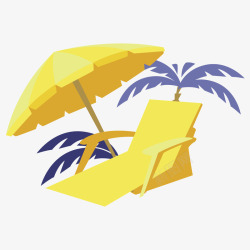 海滩乘凉躺椅遮阳伞素材